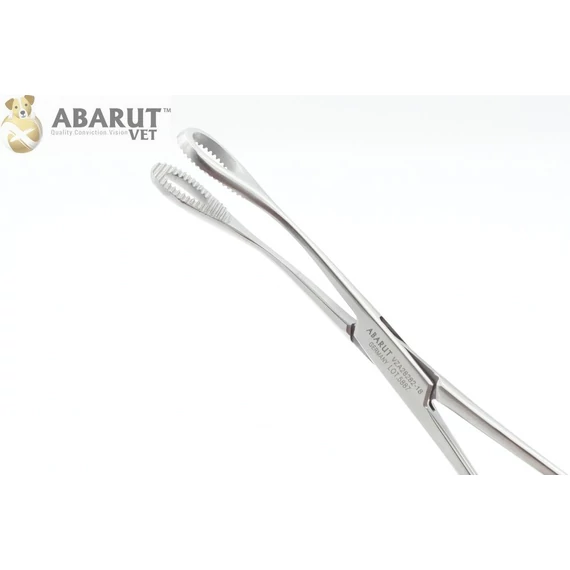 Foerster tamponfogó <br /> hajlított recés  18cm