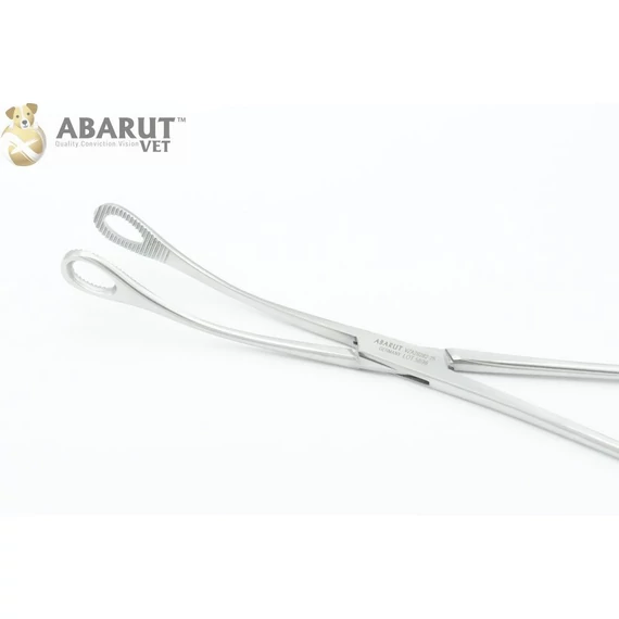 Foerster tamponfogó <br /> hajlított recés  18cm